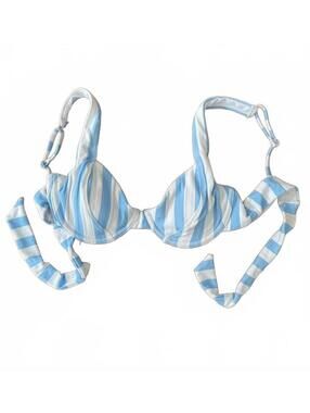 Raisins Blue White Stripe Underwire Bikini Top S